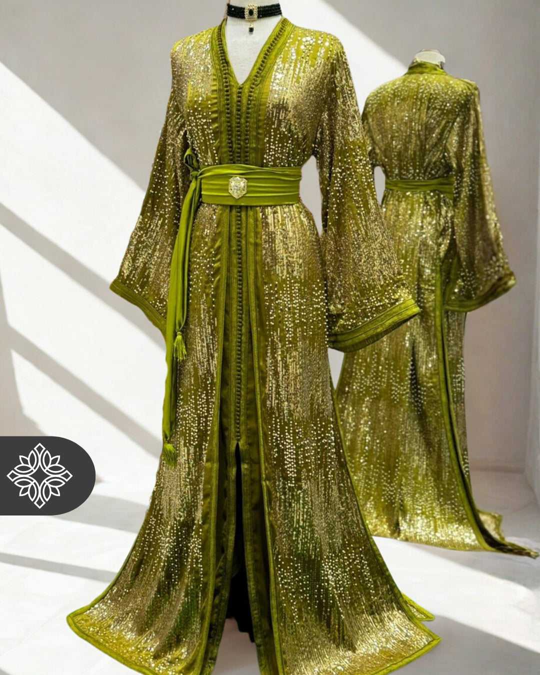 lime green kaftan dress Moroccan Two-Piece BY TIMO