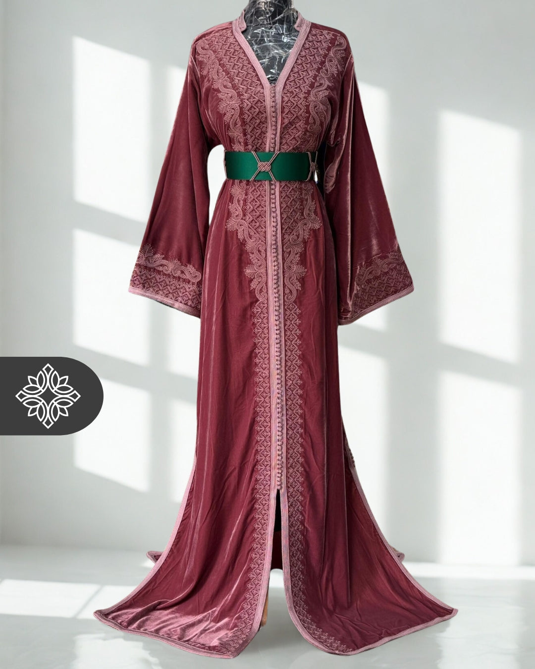 Moroccan Kaftan Classic Luxury Burgundy One-Piece Caftan Dress Burgundy / M
