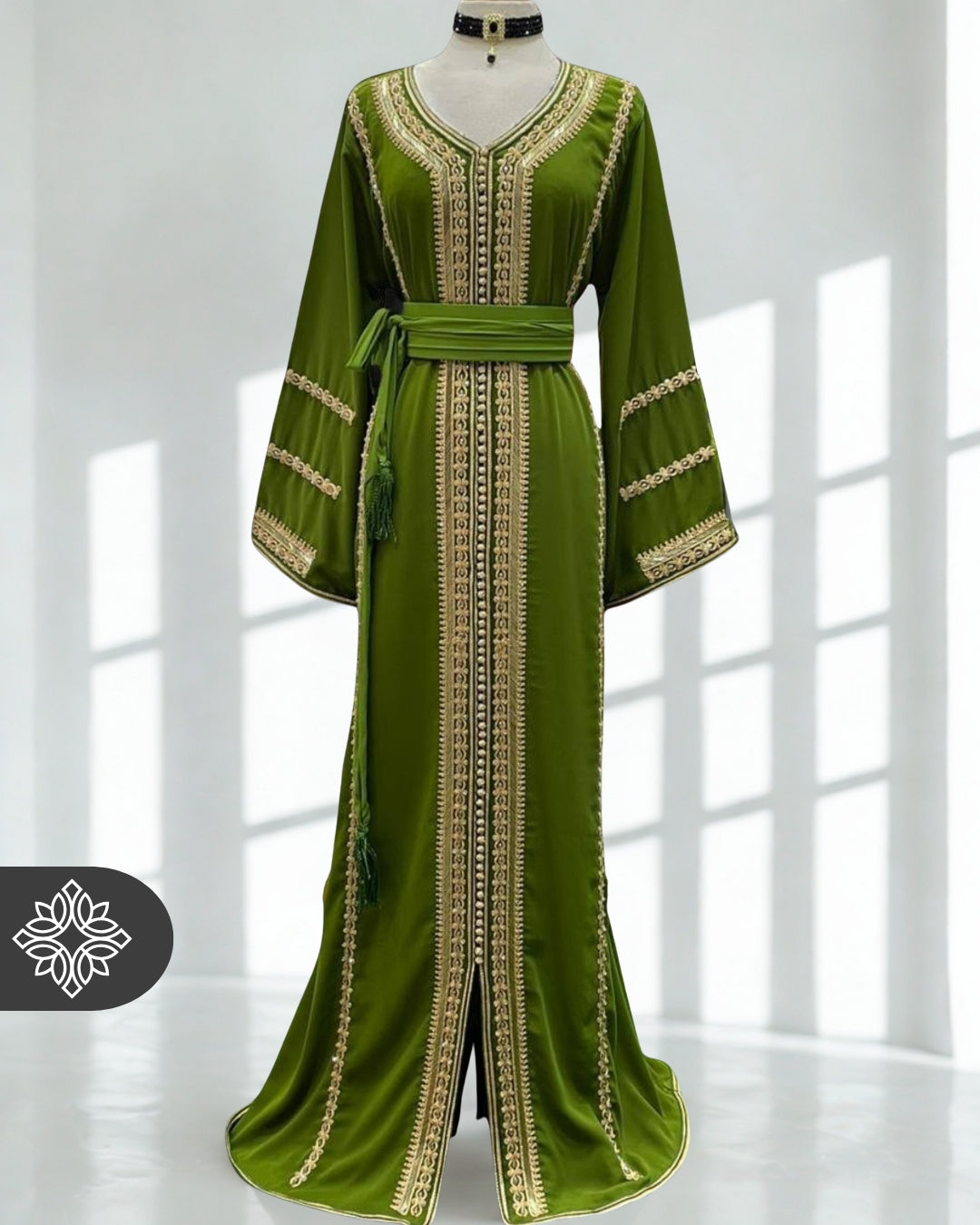 Caftan marocain vert citron Abaya marocaine – - Main Image