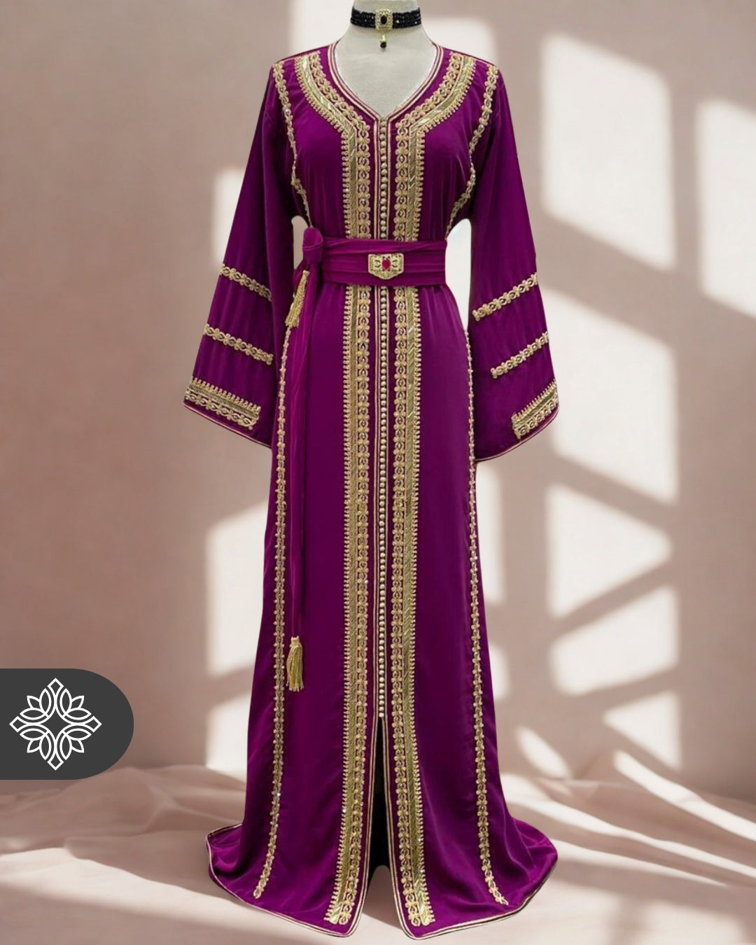 purple and gold kaftan dress Elegant Moroccan Kaftan Maxi Dress For Birthday