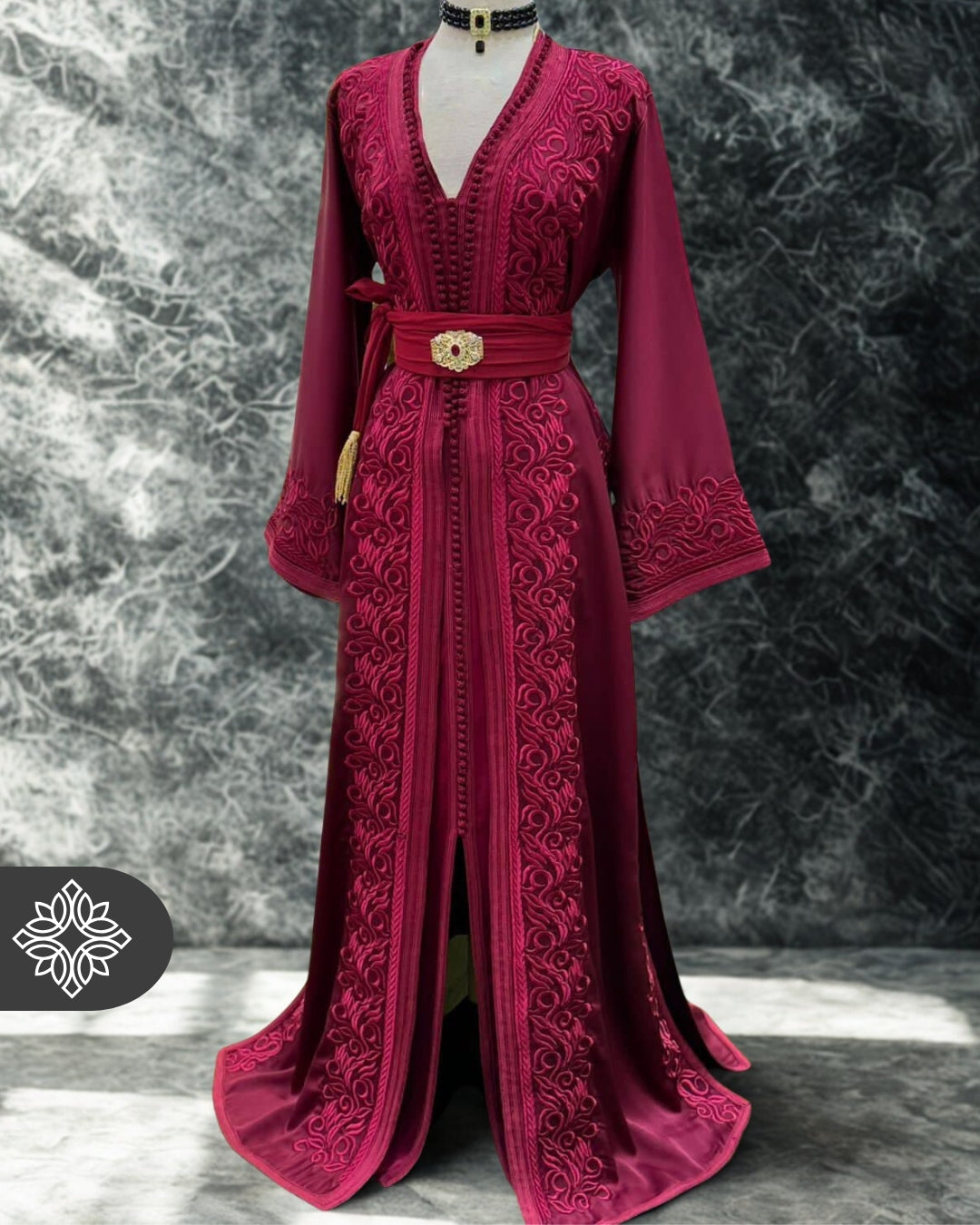 Moroccan Royal Burgundy Kaftan M / Burgundy