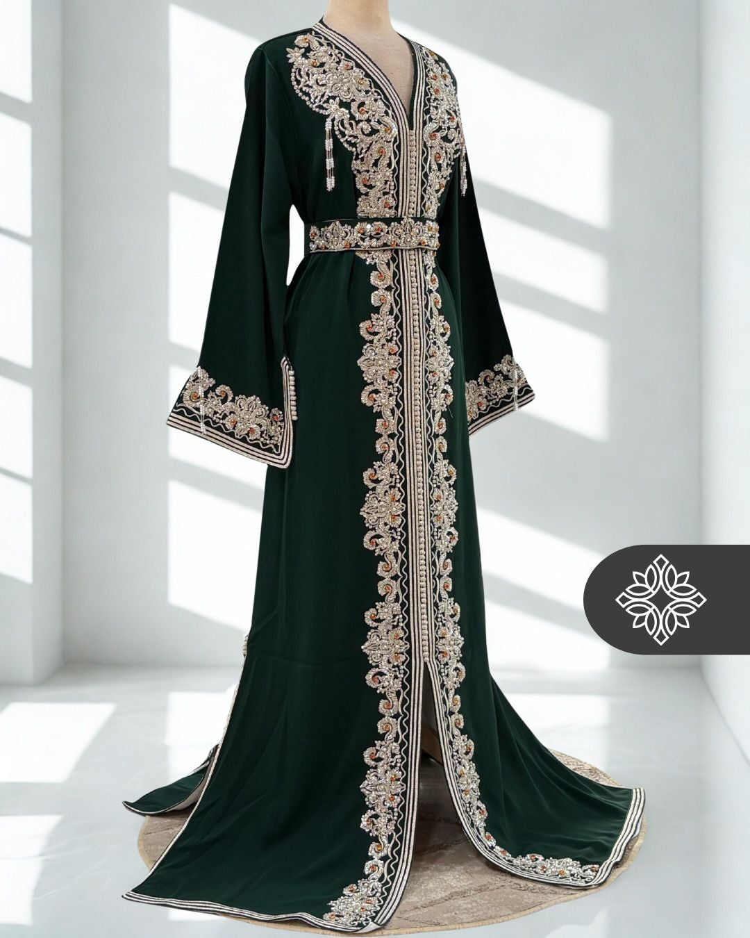 sachin and babi light blue dress Emerald Green Leaf Plus Size Satin Kaftan Tropical main image 0