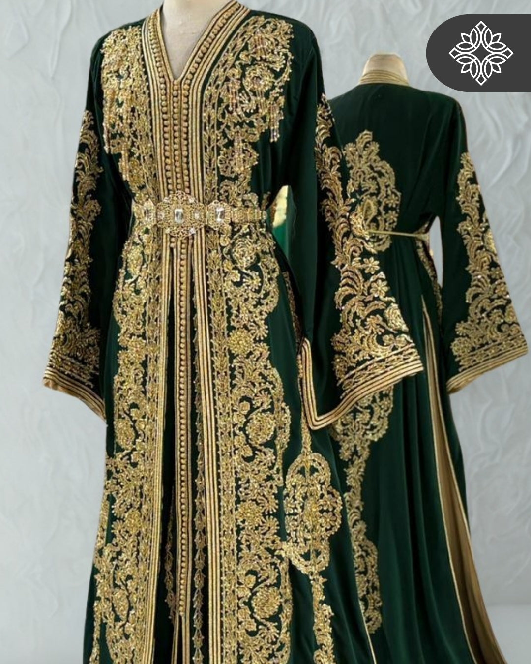 Royal Green Takchita | Luxury Gold Hand-Embroidery | Moroccan Two-Piec The.moroccan.caftan Royal Green Takchita | Luxury Gold Hand-Embroidery | Moroccan Two-Piec The.moroccan.caftan