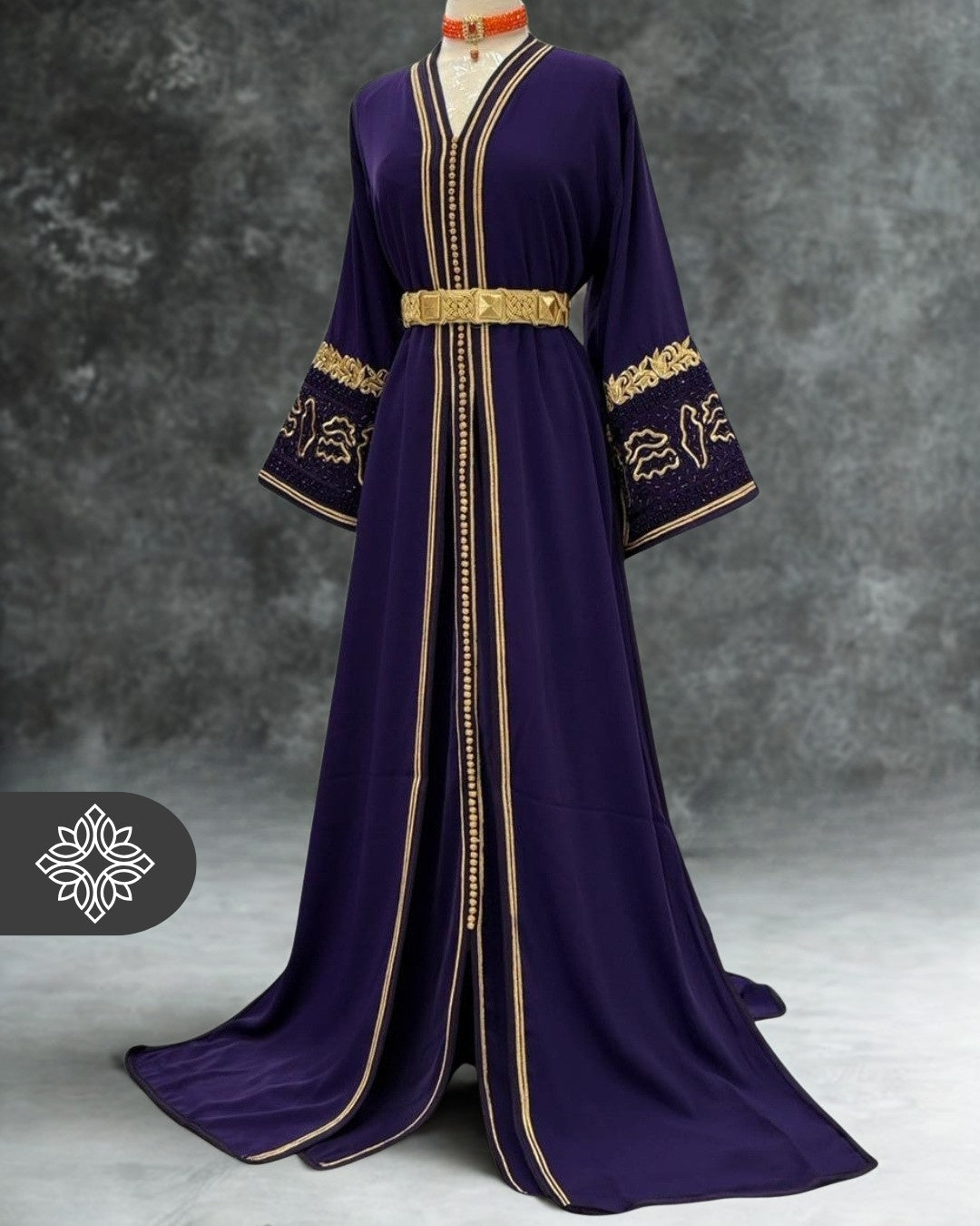 Royal Purple Moroccan Takchita | Luxury Two-Piece Kaftan