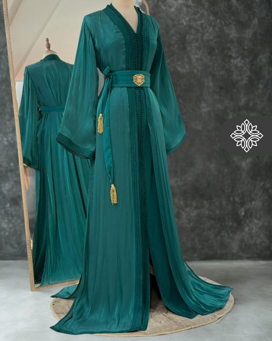 Robe Maxi Kaftan En Coton Floral Vert Indien Robe Maxi Kaftan En Coton Floral Vert Indien