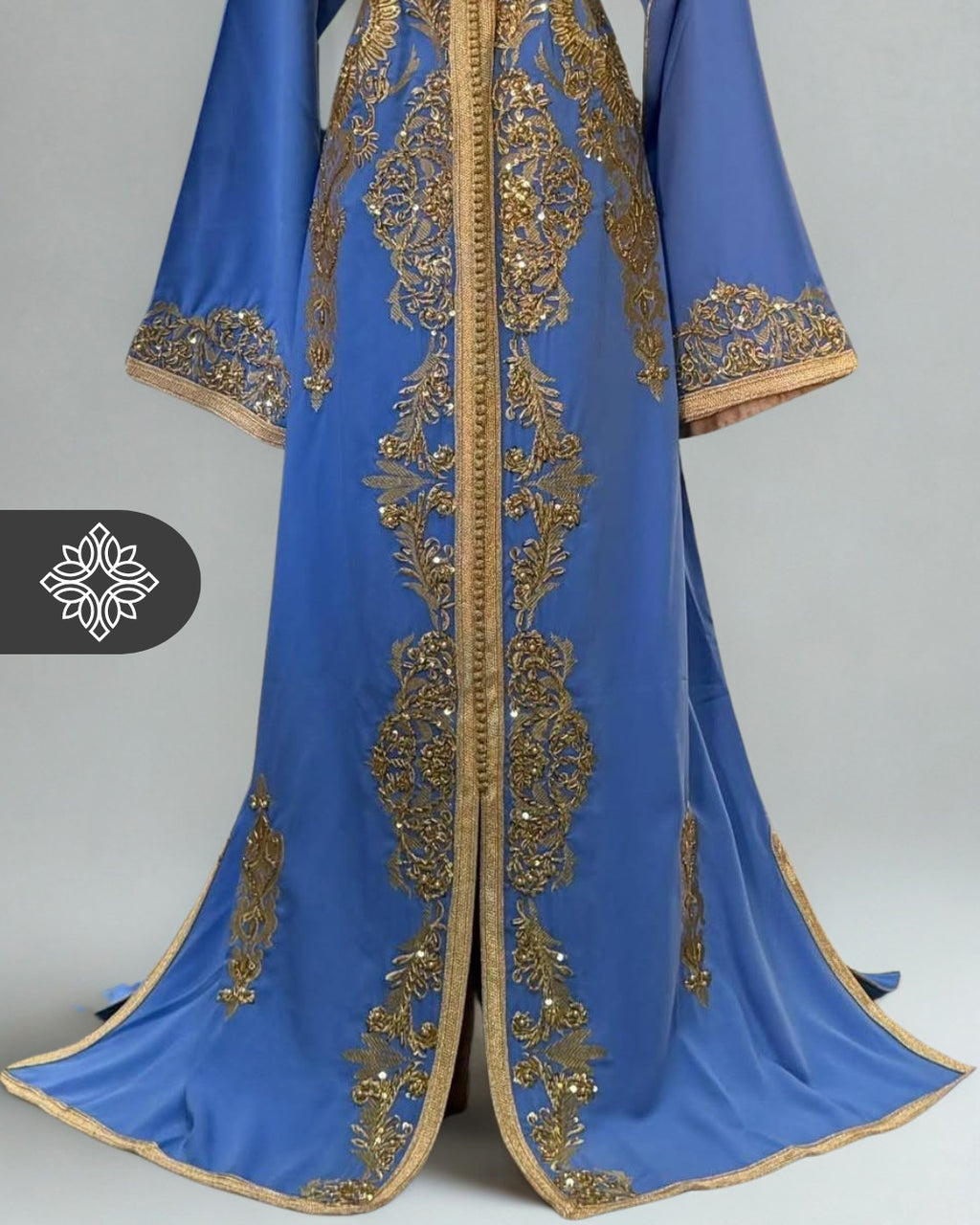 Lavender Moroccan Kaftan | Luxury One-Piece Caftan | Golden Hand Embroidery