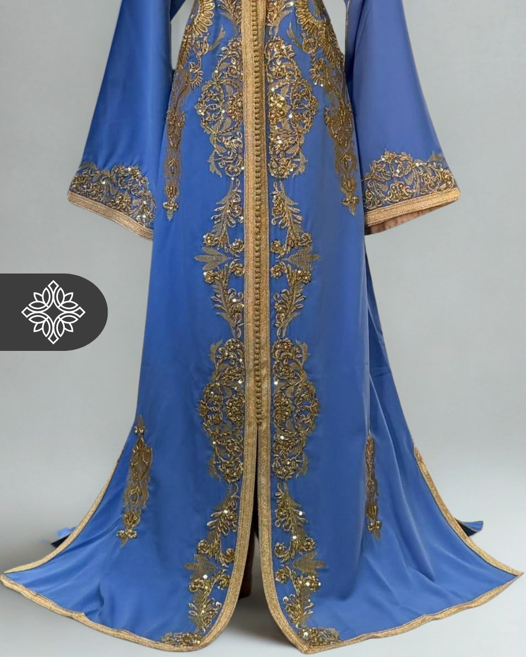 Lavender Moroccan Kaftan | Luxury One-Piece Caftan | Golden Hand Embroidery