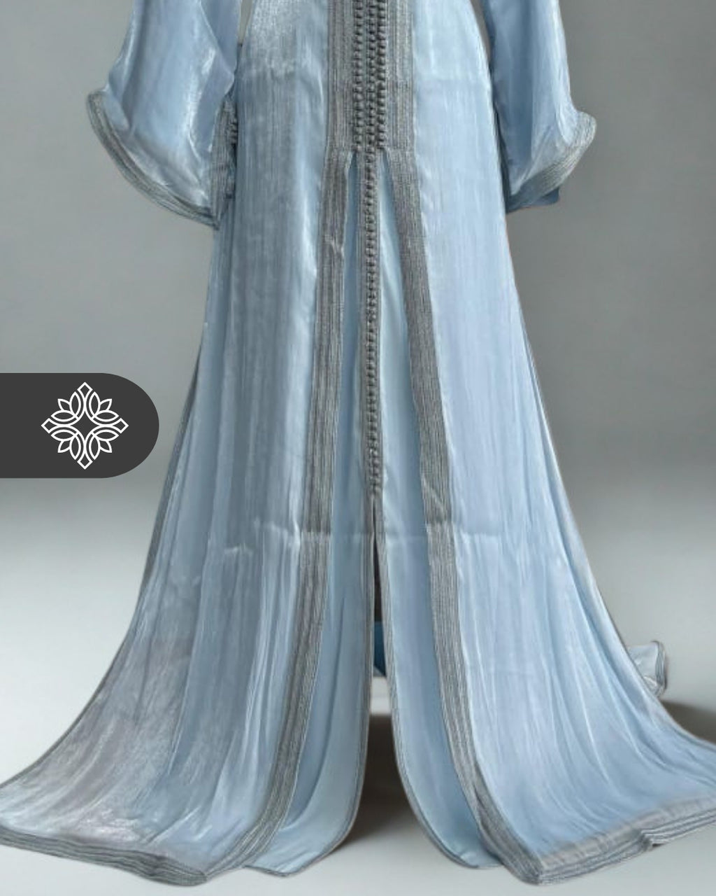 Deep Teal Moroccan Takchita | Royal Organza Two-Piece Kaftan