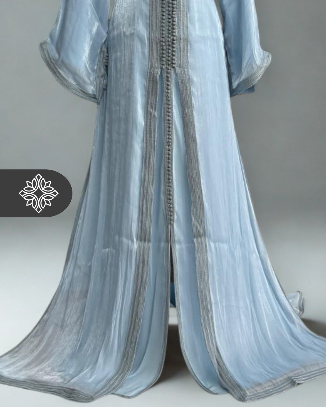 Deep Teal Moroccan Takchita | Royal Organza Two-Piece Kaftan