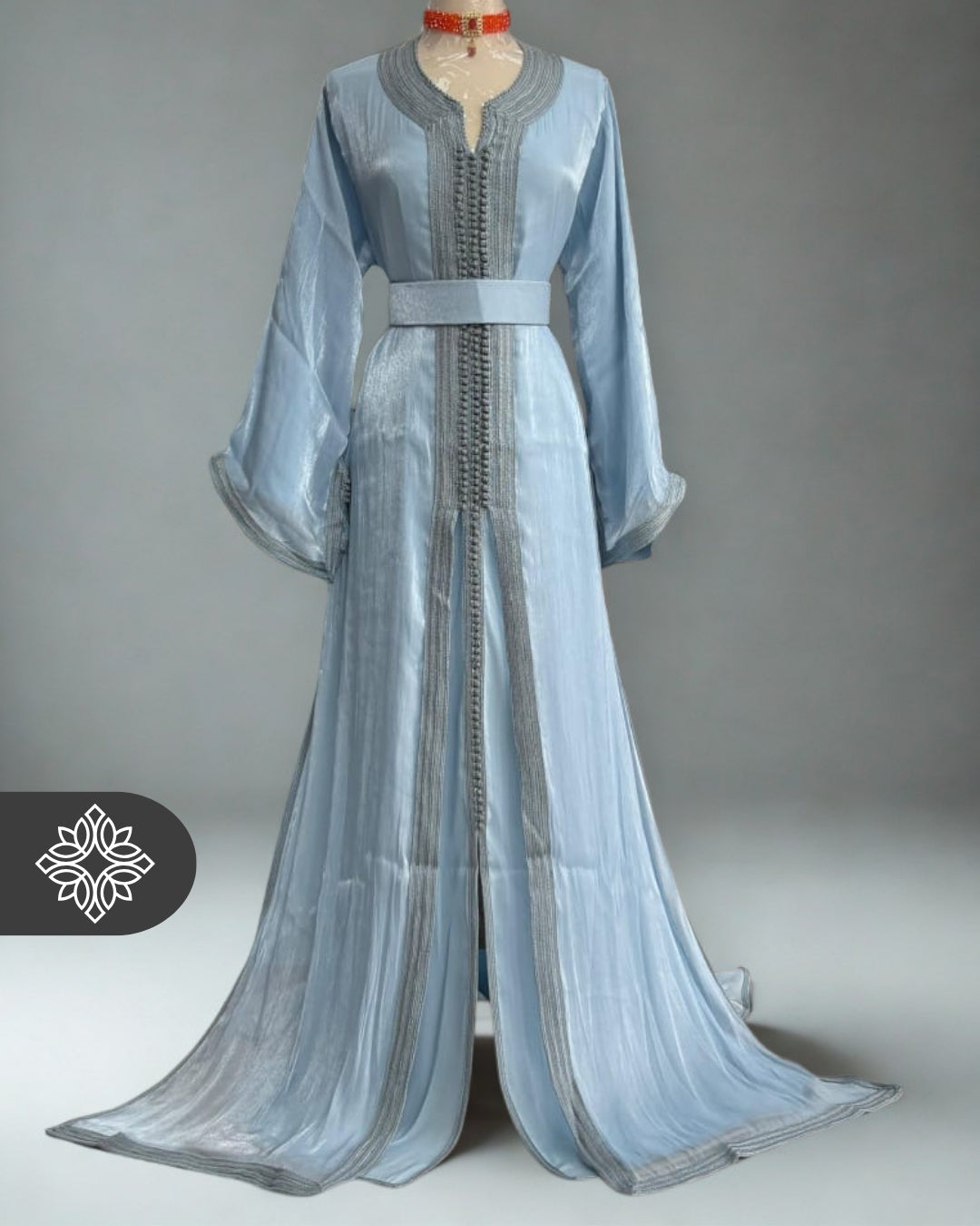 Baby Blue Moroccan Takchita | Two-Piece Kaftan | Soft Pastel Luxury