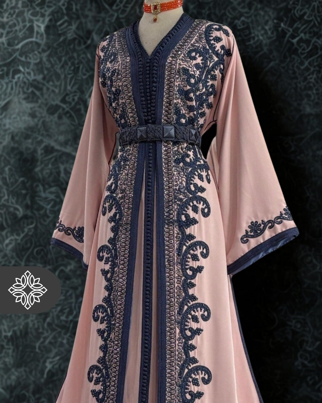 Lavender Lilac Moroccan Two-Piece Takchita | Tonal Embroidery | Luxury Two-Piece Kaftan