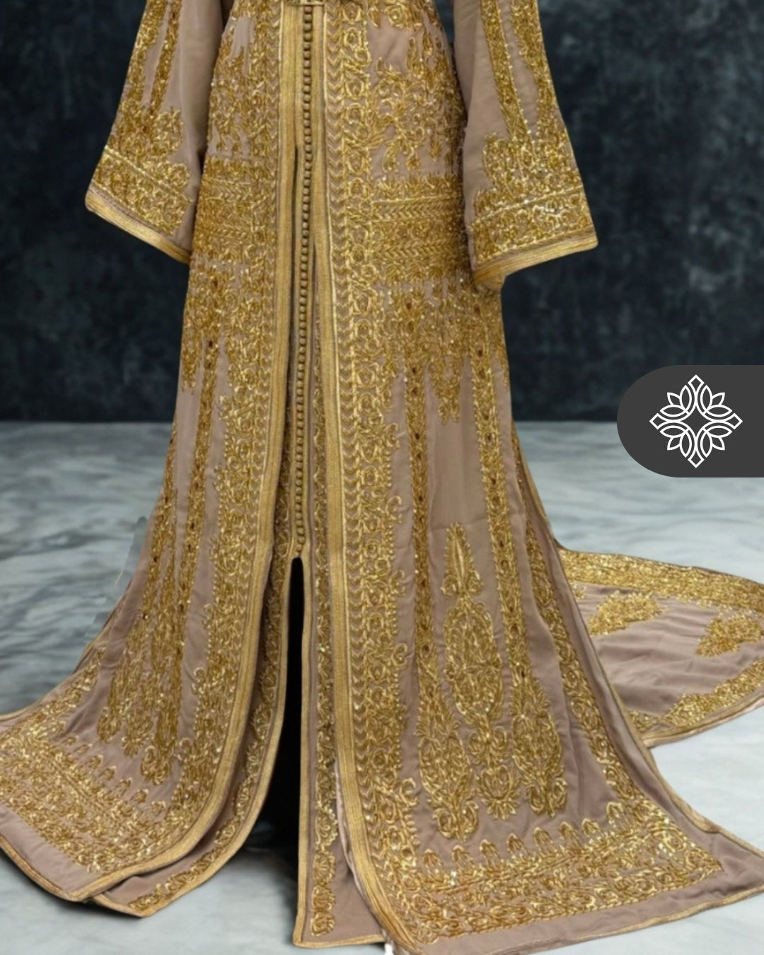 Royal Purple Moroccan Takchita | Luxury Two-Piece Kaftan | Golden Royal Hand Embroidery