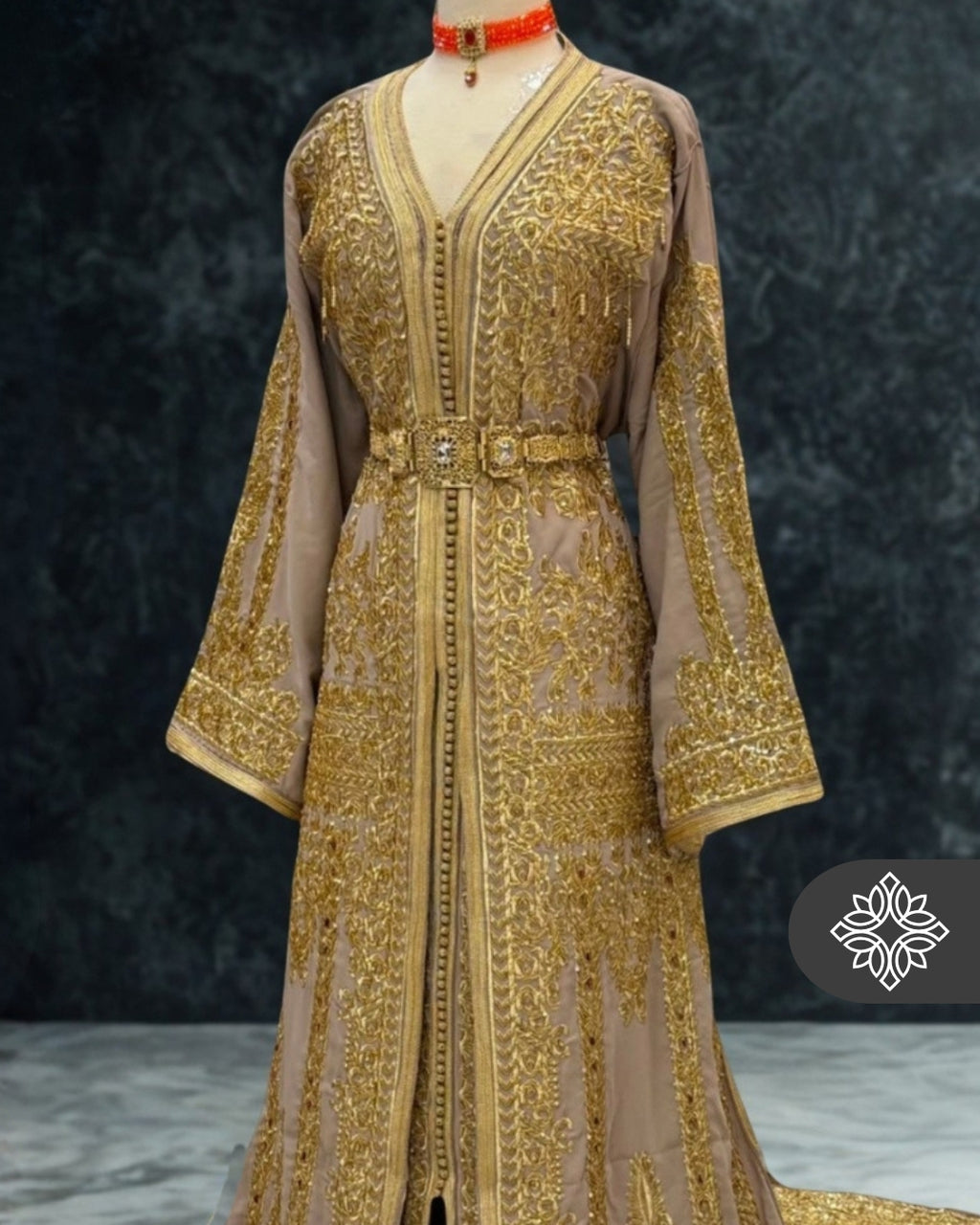 Royal Purple Moroccan Takchita | Luxury Two-Piece Kaftan | Golden Royal Hand Embroidery