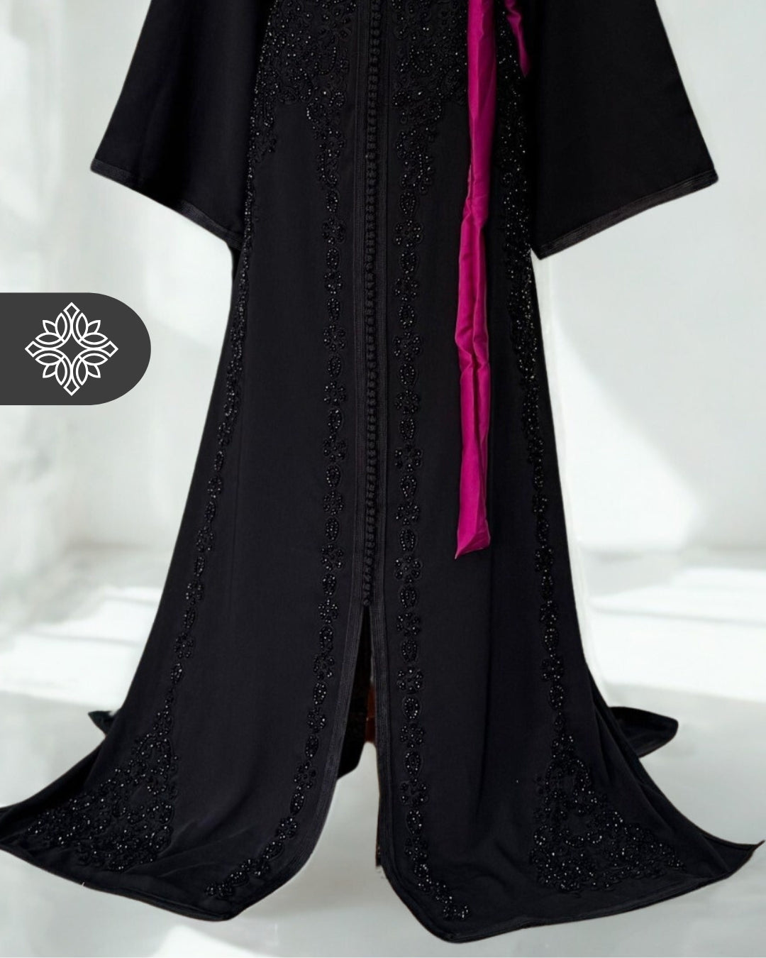 Black Moroccan Kaftan | Embroidered One-Piece Caftan Dress