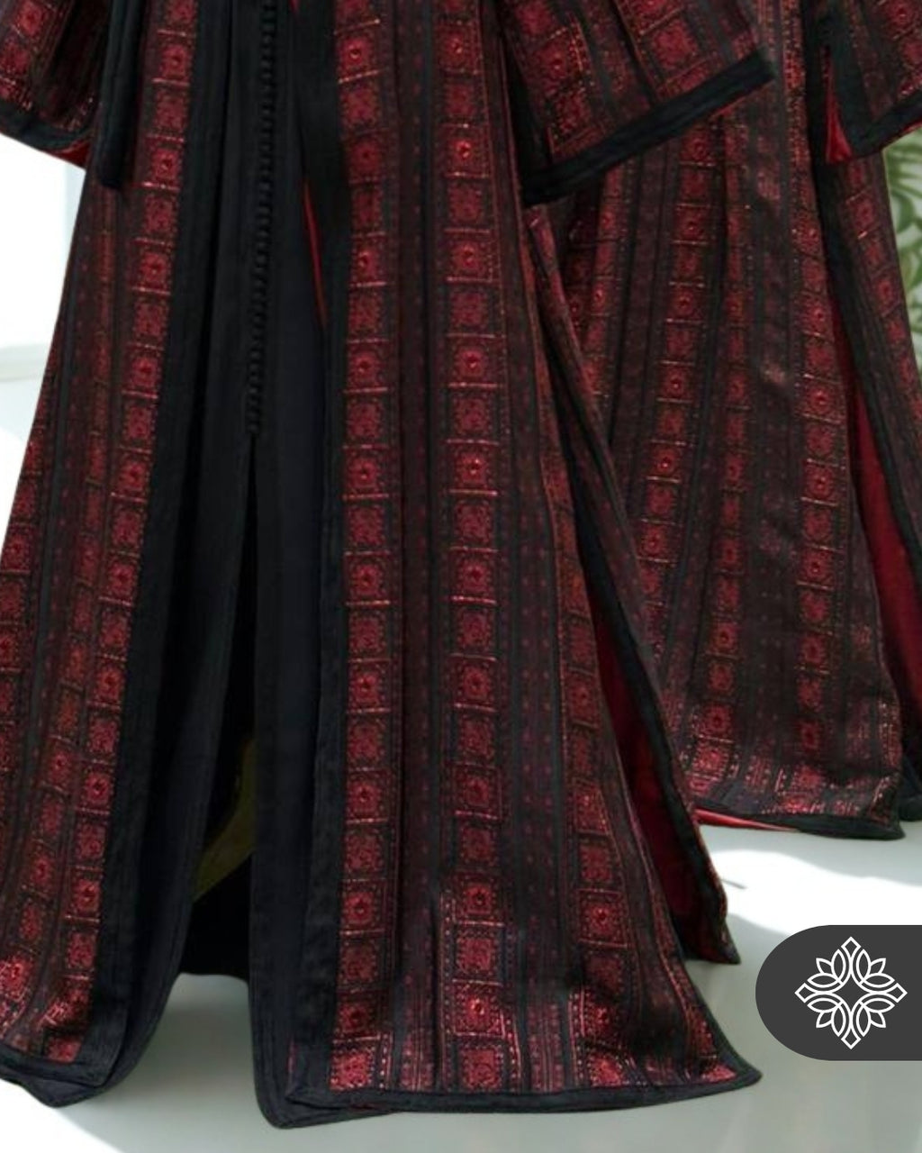 Black & Crimson Moroccan Two-Piece Kaftan | Royal Heritage Takshita