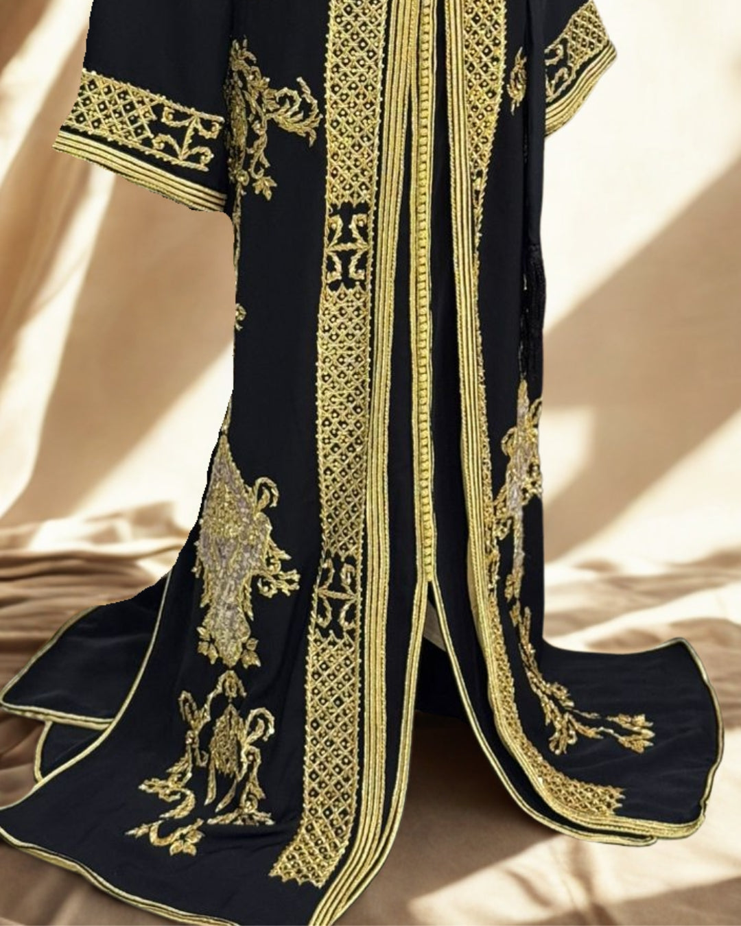 Black & Gold Moroccan Kaftan Two-Piece | Timeless Elegance