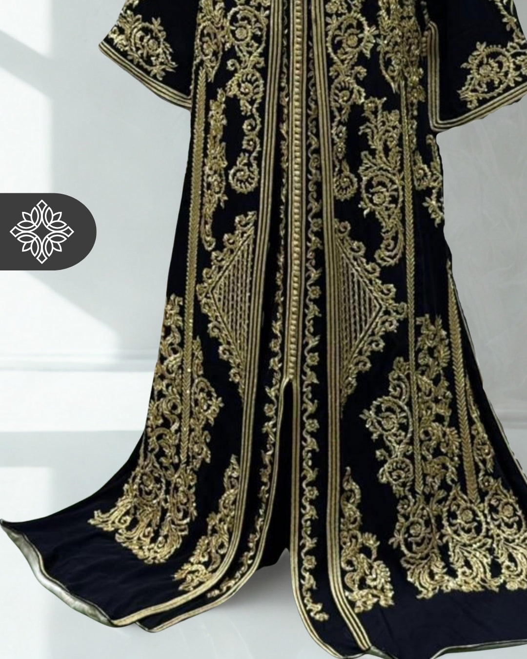 Black & Gold Moroccan Two-Piece Kaftan | Royal Embroidered Takchita