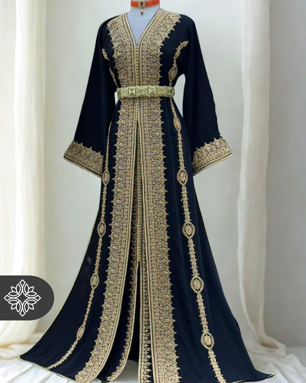 Royal Two-Piece Kaftan Black & Gold Moroccan