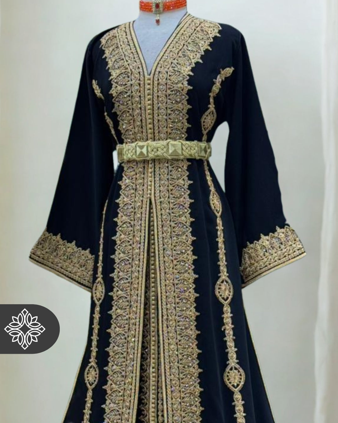 Royal Two-Piece Kaftan Black & Gold Moroccan