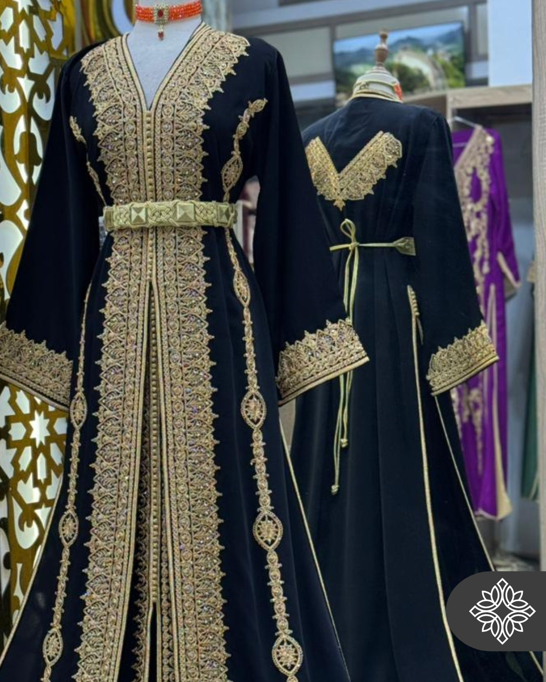Royal Two-Piece Kaftan Black & Gold Moroccan