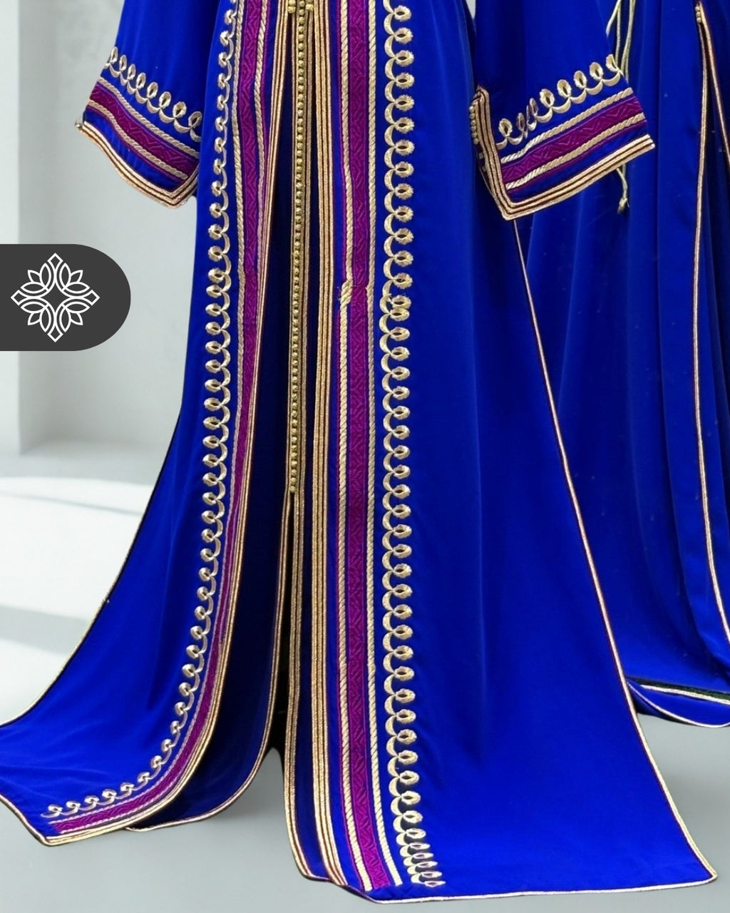 Royal Green & Red Two Piece Kaftan Takchita with Gold Embroidery