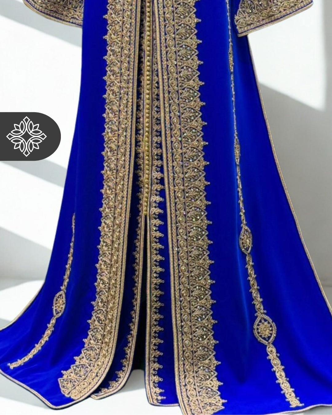 Royal Moroccan Two-Piece Kaftan | Green & Gold Embroidered Luxury