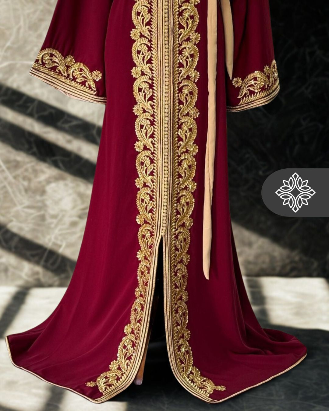 Black Moroccan Kaftan | Royal Gold Embroidery One Piece Caftan