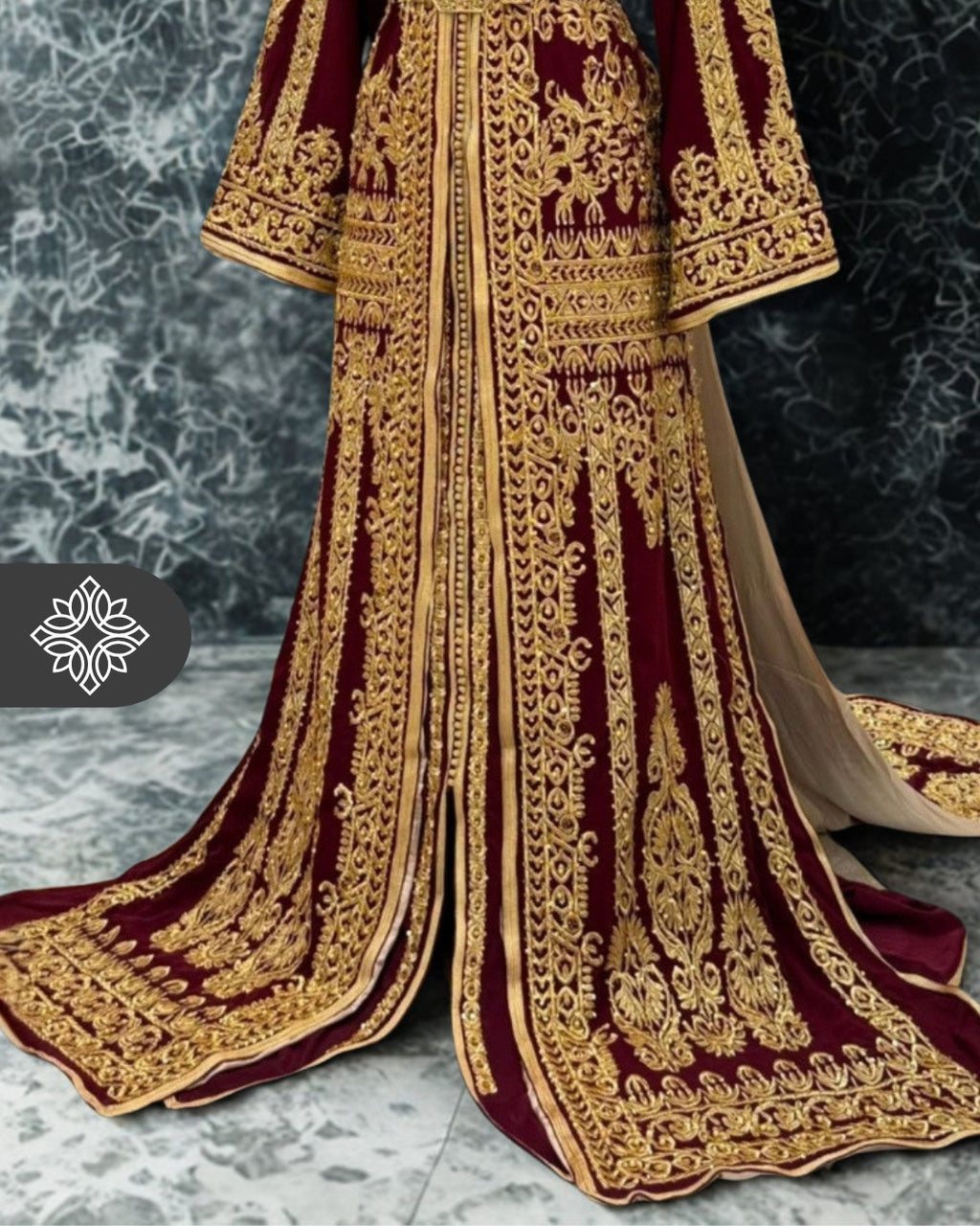 Royal Purple Moroccan Takchita | Luxury Two-Piece Kaftan | Golden Royal Hand Embroidery