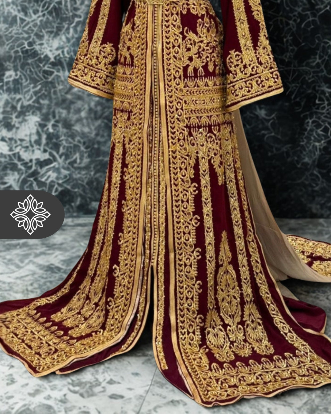 Royal Purple Moroccan Takchita | Luxury Two-Piece Kaftan | Golden Royal Hand Embroidery