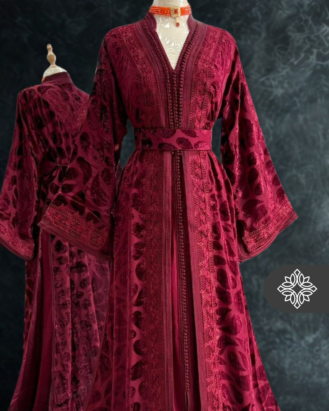 Unique Golden Brown Moroccan Takchita | Luxury Two-Piece Kaftan