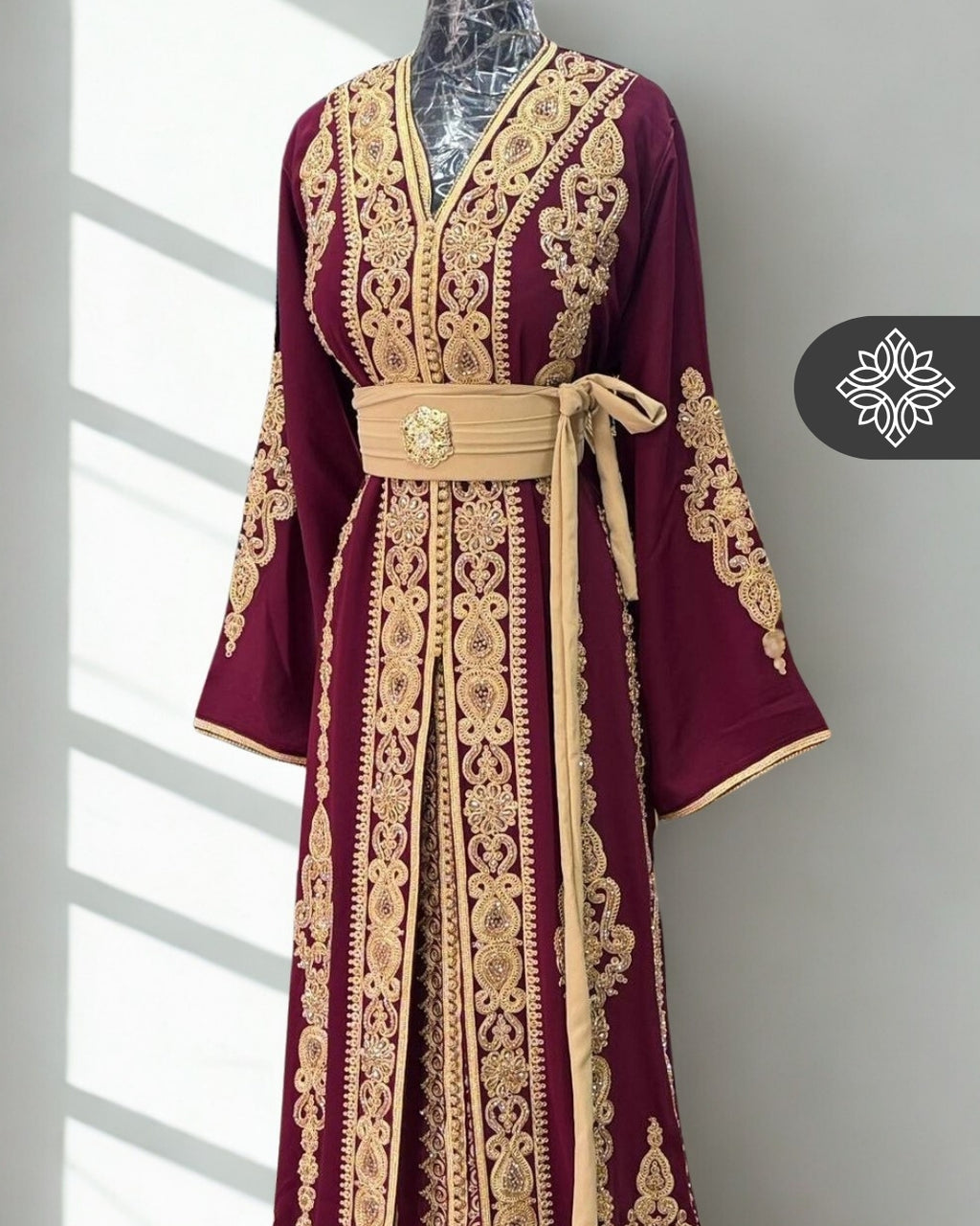 Fuchsia Moroccan Two-Piece Kaftan | Tonal Embroidery | Couture Takchita