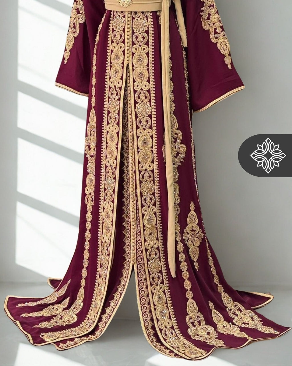Fuchsia Moroccan Two-Piece Kaftan | Tonal Embroidery | Couture Takchita