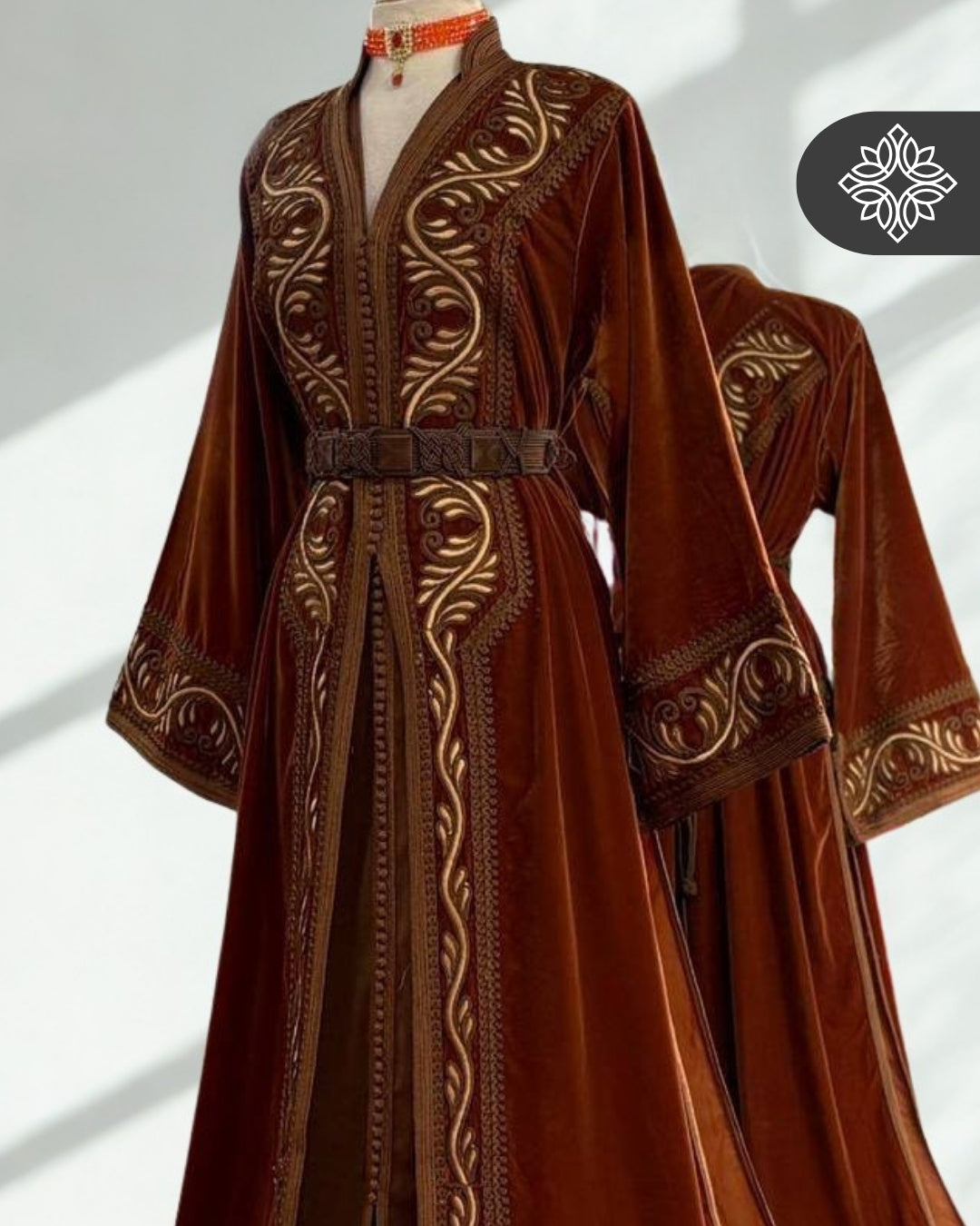 Plum Purple Moroccan Takchita | Luxury Velvet Two-Piece Kaftan | Special Tonal Embroidery