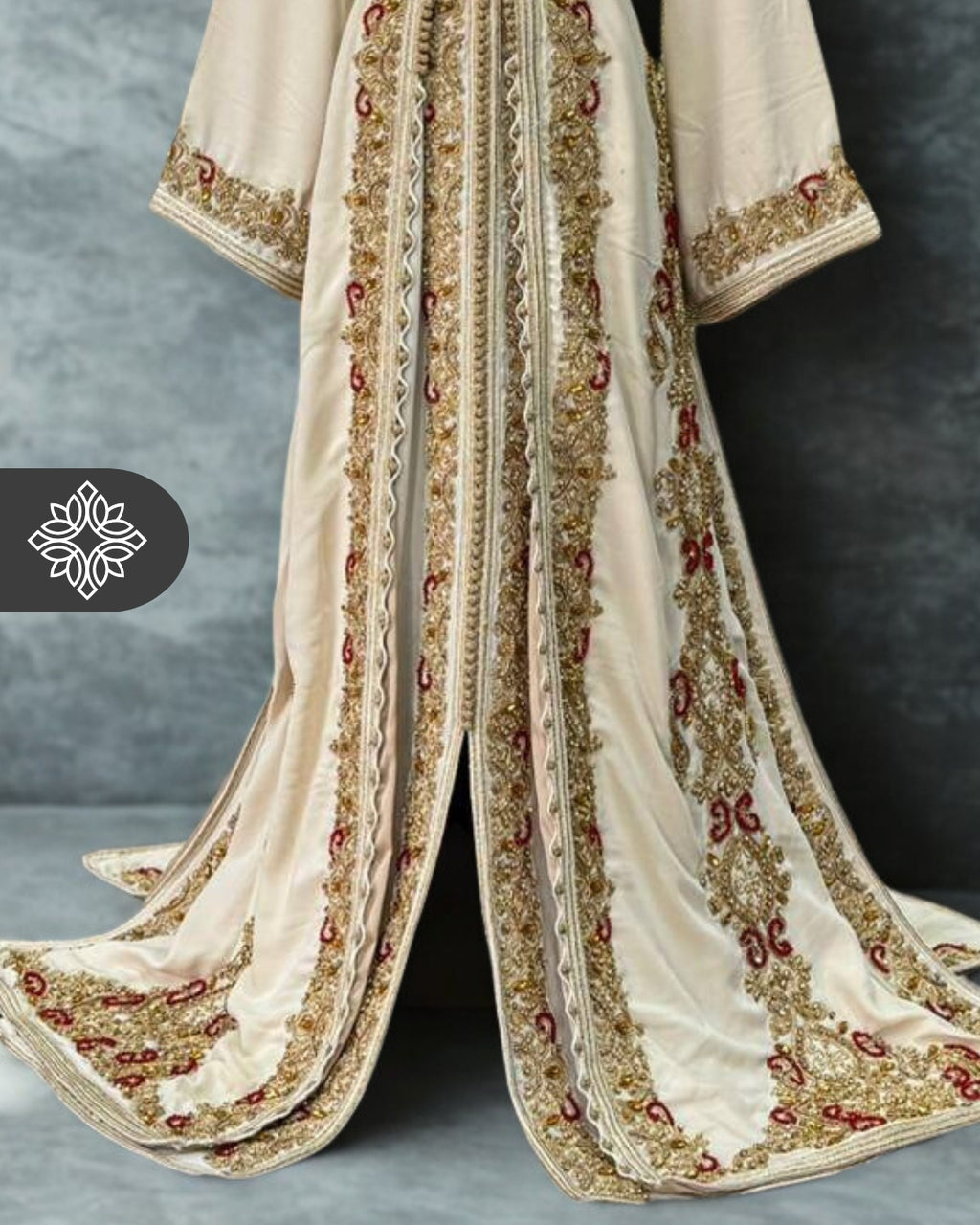 Baby Pink Moroccan Takchita | Tonal Gold Embroidery | VIP Luxury Two-Piece Kaftan
