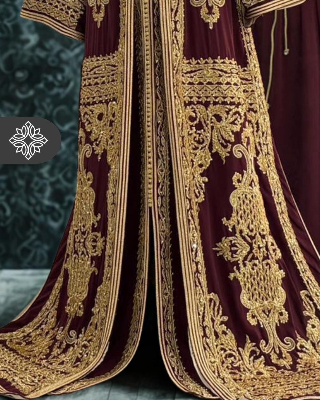 Royal Deep Garnet Moroccan Takchita | Heritage Couture | Luxury Two-Piece Kaftan