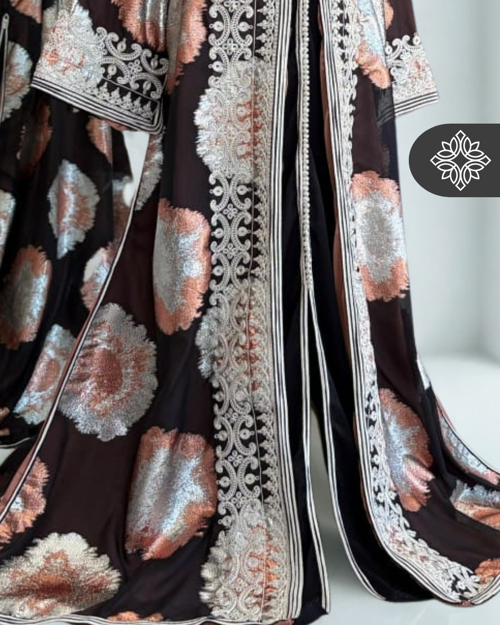 Deep Plum Moroccan Takchita | Silver Tonal Embroidery | Artistic Luxury Two-Piece Kaftan