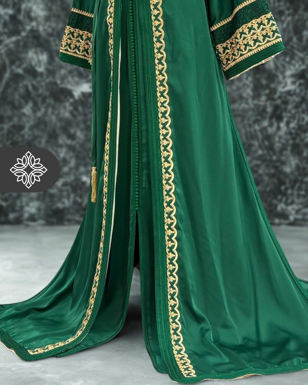 Royal Blue Moroccan Two-Piece Kaftan | Golden Tonal Embroidery | Luxury Takchita