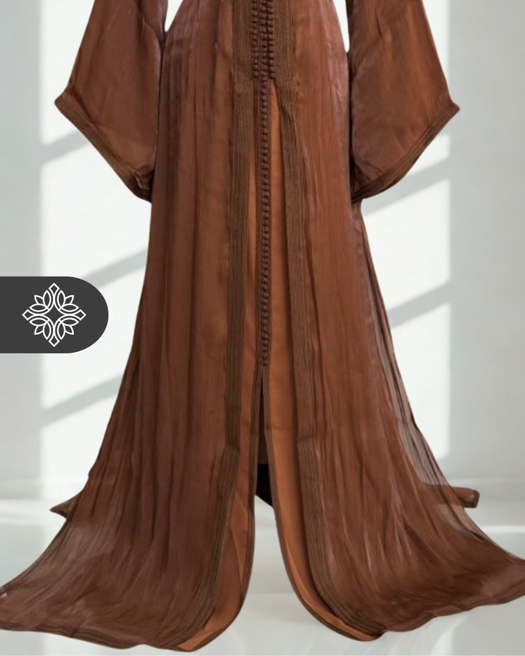 Deep Teal Moroccan Takchita | Royal Organza Two-Piece Kaftan