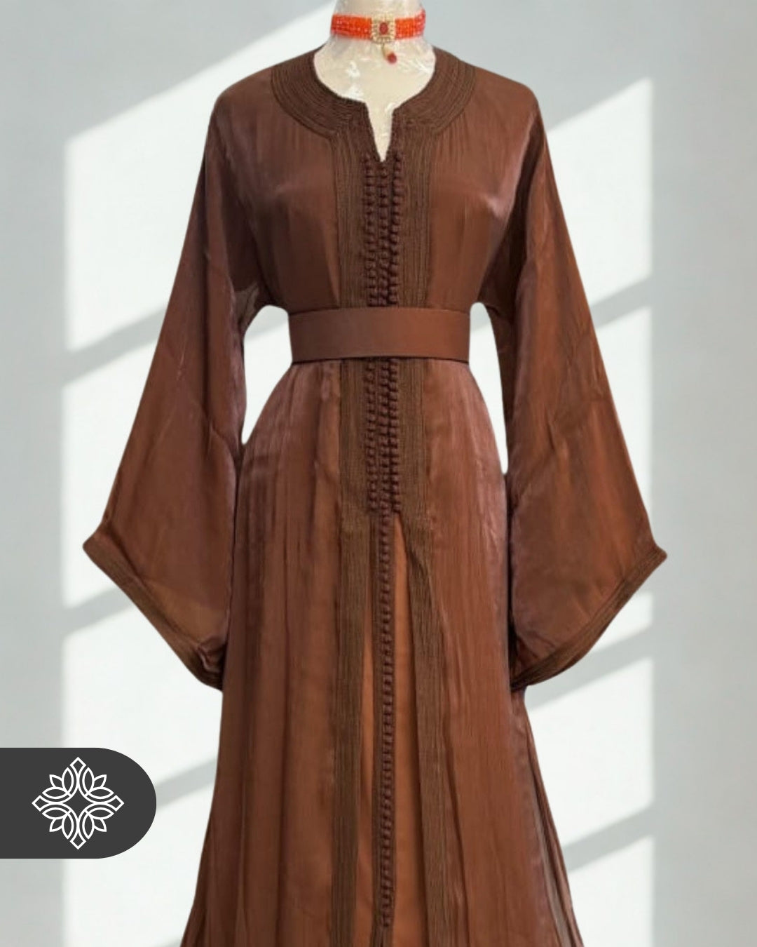 Deep Teal Moroccan Takchita | Royal Organza Two-Piece Kaftan
