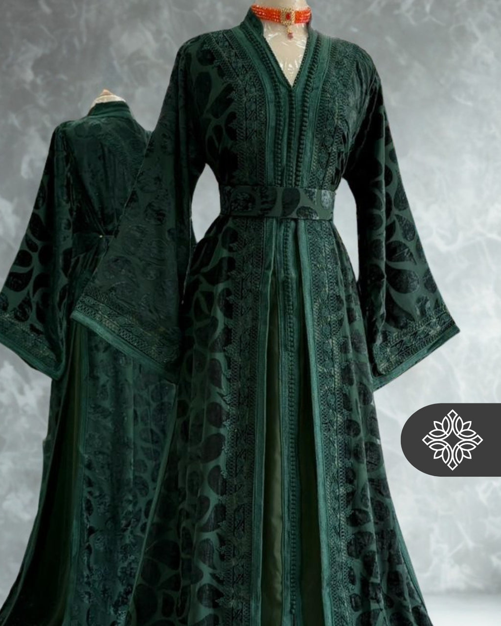 Unique Golden Brown Moroccan Takchita | Luxury Two-Piece Kaftan