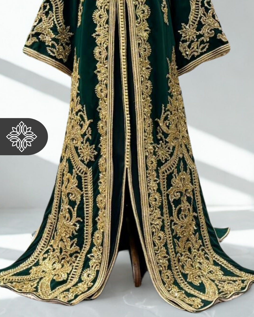 Royal Emerald Green Moroccan Two-Piece Kaftan | Luxury Takchita | Gold ...