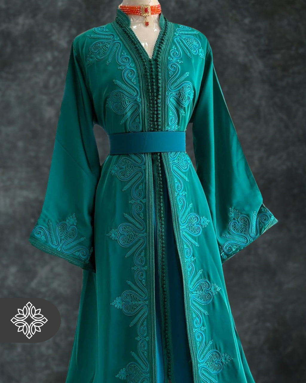 Lavender Moroccan Takchita | Luxury Two-Piece Kaftan | Tonal Hand Embroidery
