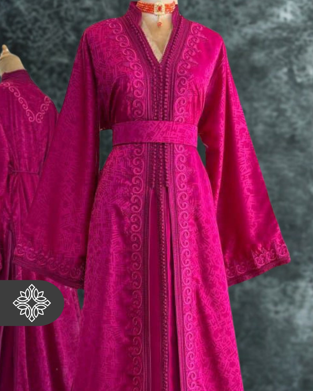 Fuchsia Pink Moroccan Takchita |  Luxury Kaftan Two-Piece Couture