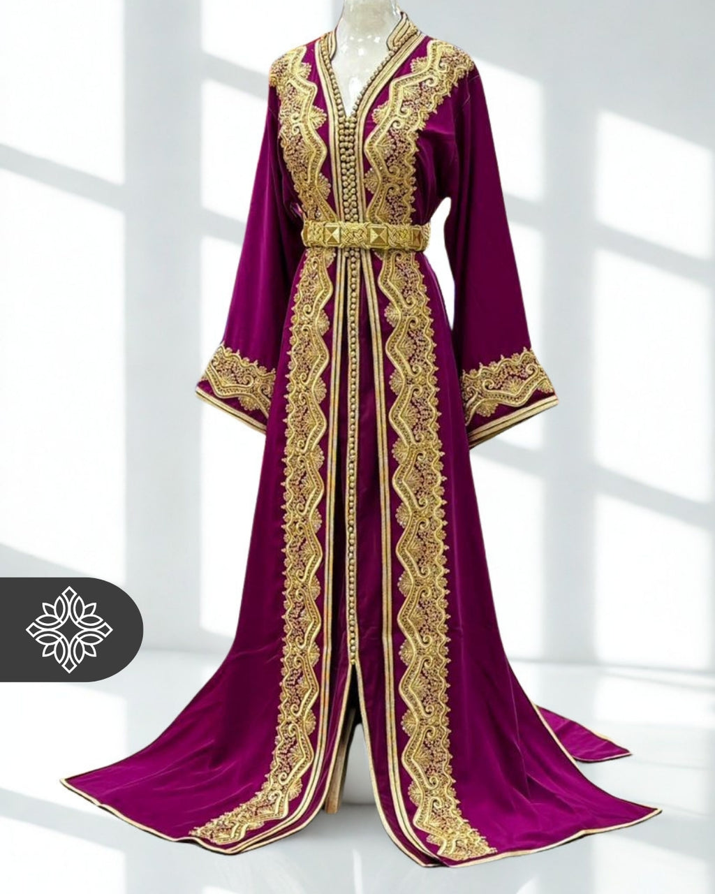 Fuchsia Pink Moroccan Takchita | Luxury Two-Piece Kaftan | Heritage Golden Embroidery