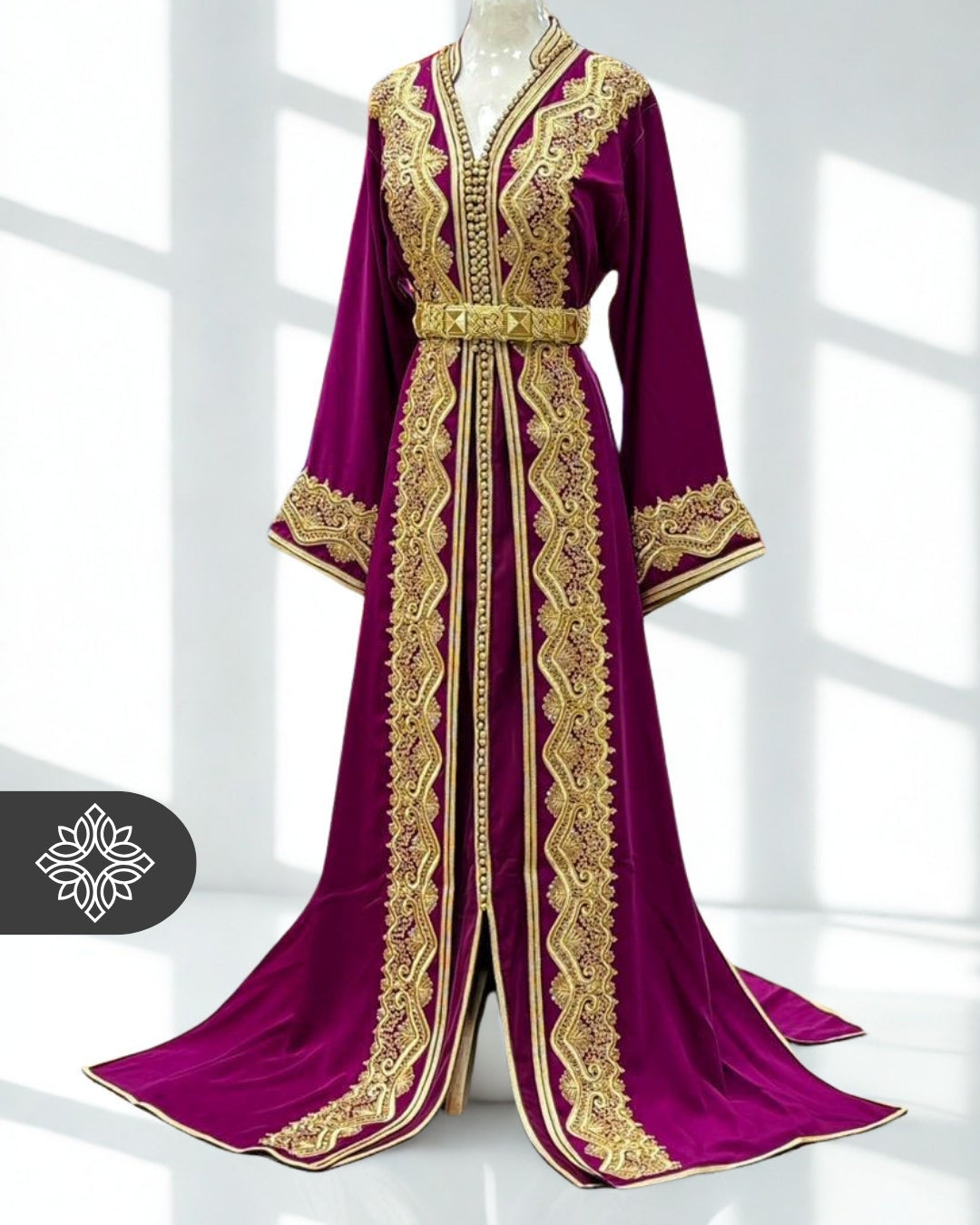Fuchsia Pink Moroccan Takchita | Luxury Two-Piece Kaftan | Heritage Golden Embroidery