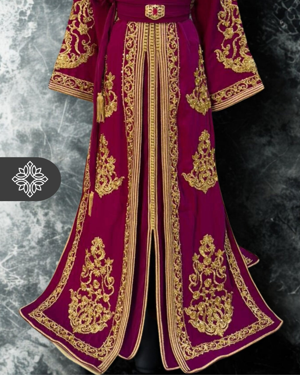 Fuchsia Two-Piece Kaftan | Royal Gold Embroidery | Moroccan Takchita