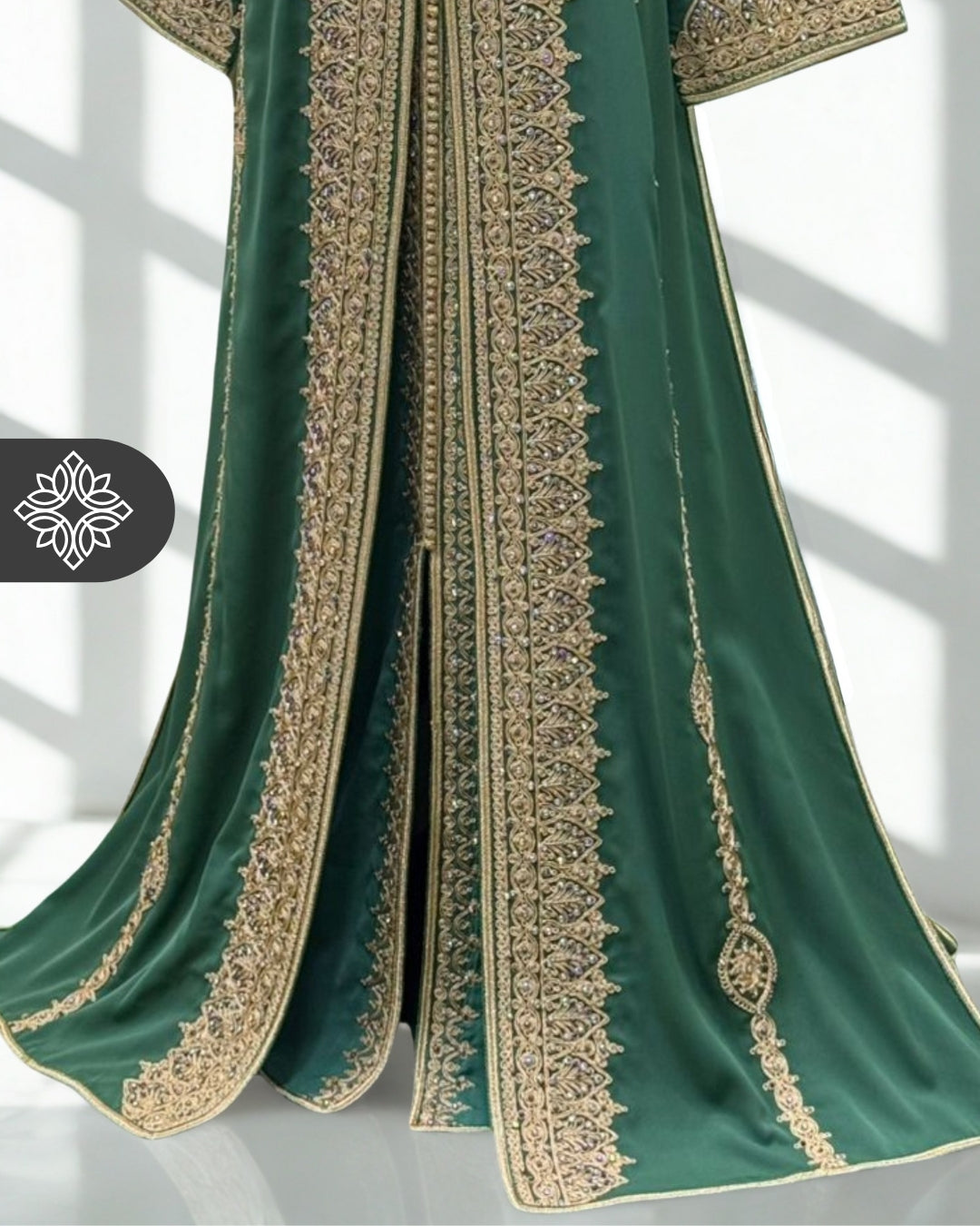 Royal Moroccan Two-Piece Kaftan | Sky Blue & Gold Embroidery