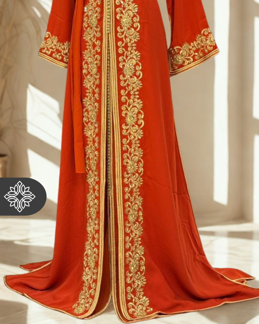 Elegant Moroccan Kaftan — Imperial Navy with Gold Embroidery