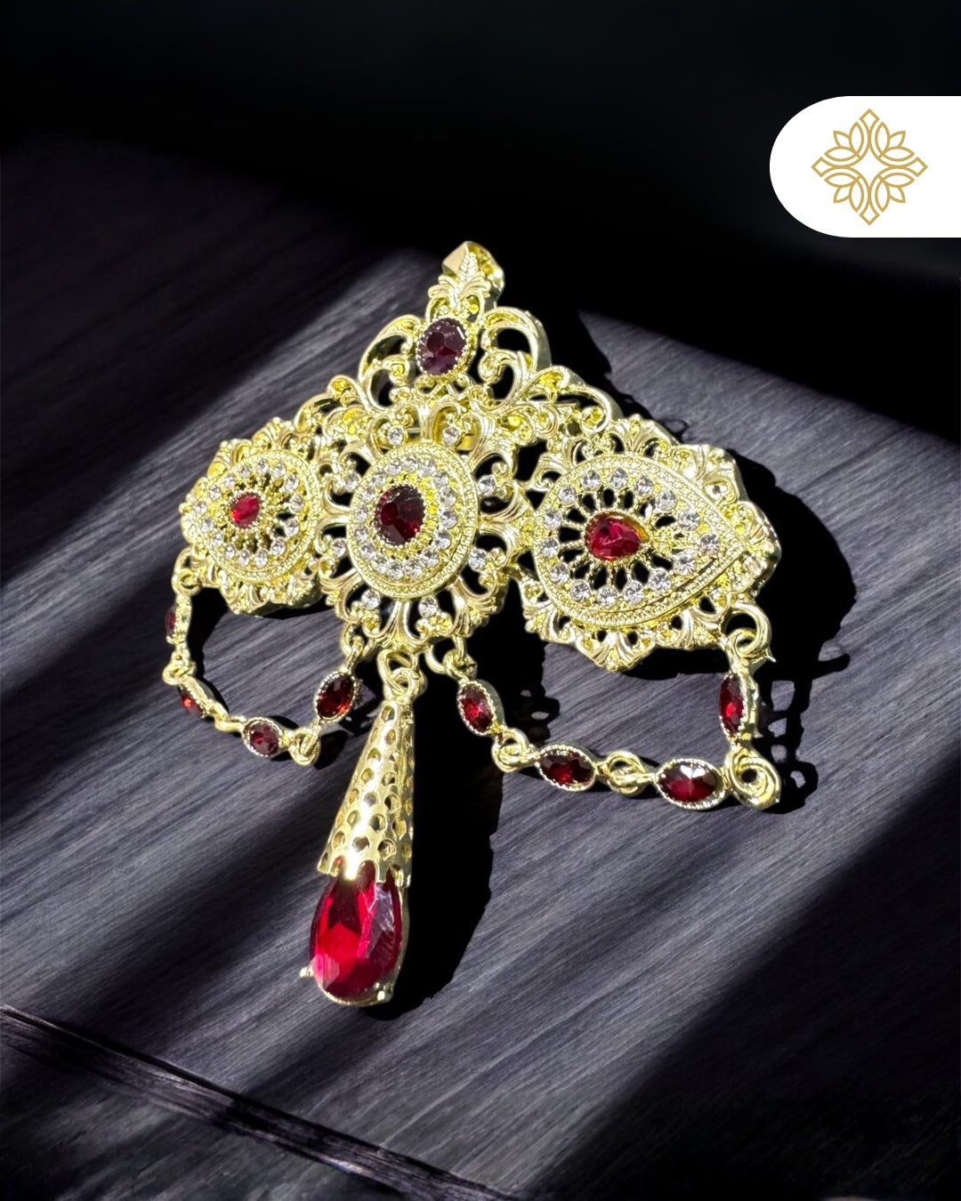 Handcrafted Moroccan Caftan Takchita Brooch | Gold-Plated | Moroccan Traditional Jewelry