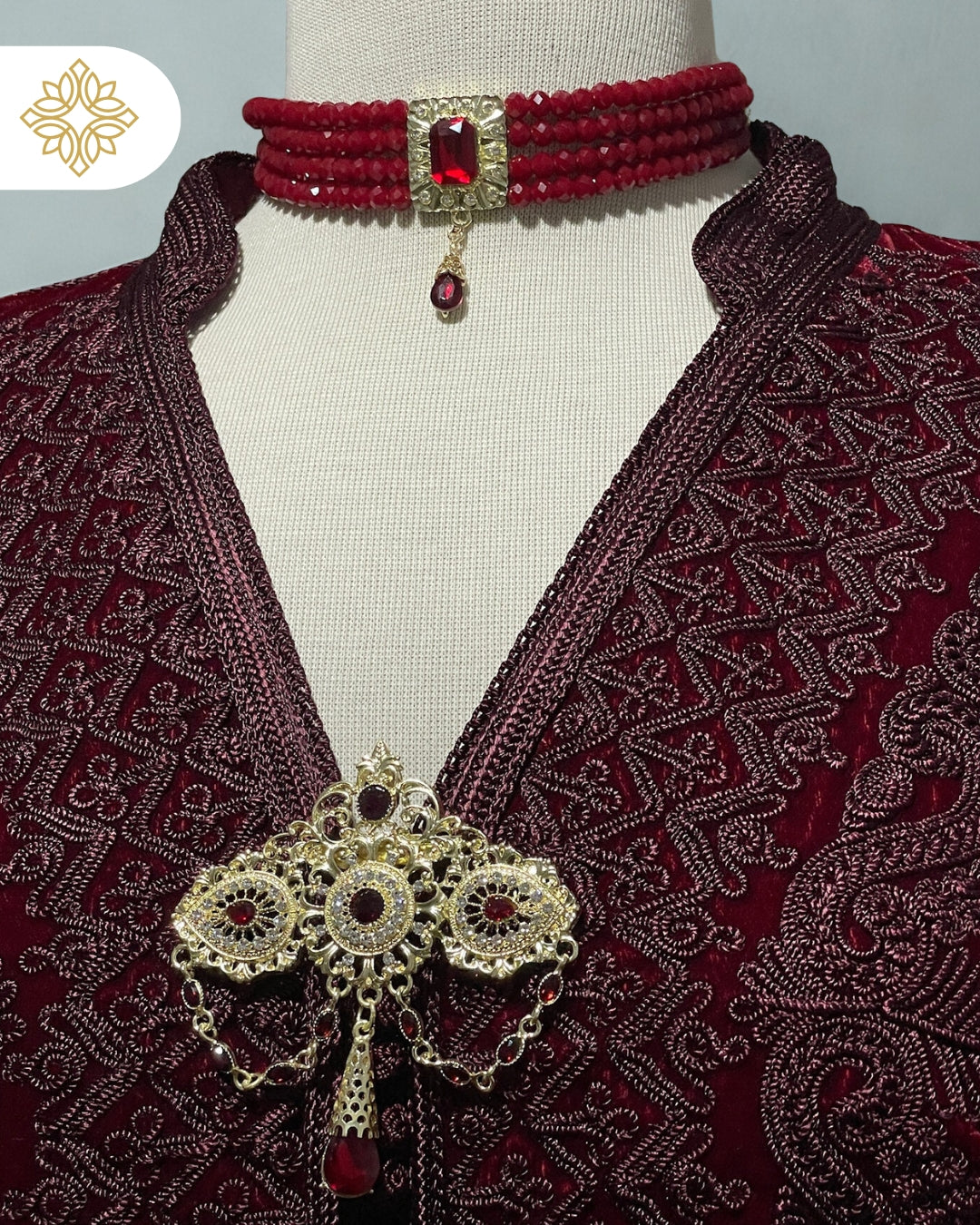 Handcrafted Moroccan Caftan Takchita Brooch | Gold-Plated | Moroccan Traditional Jewelry